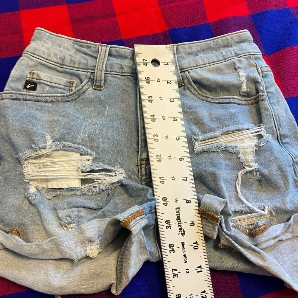 KanCan Light Wash Destroyed Denim Shorts Size 24